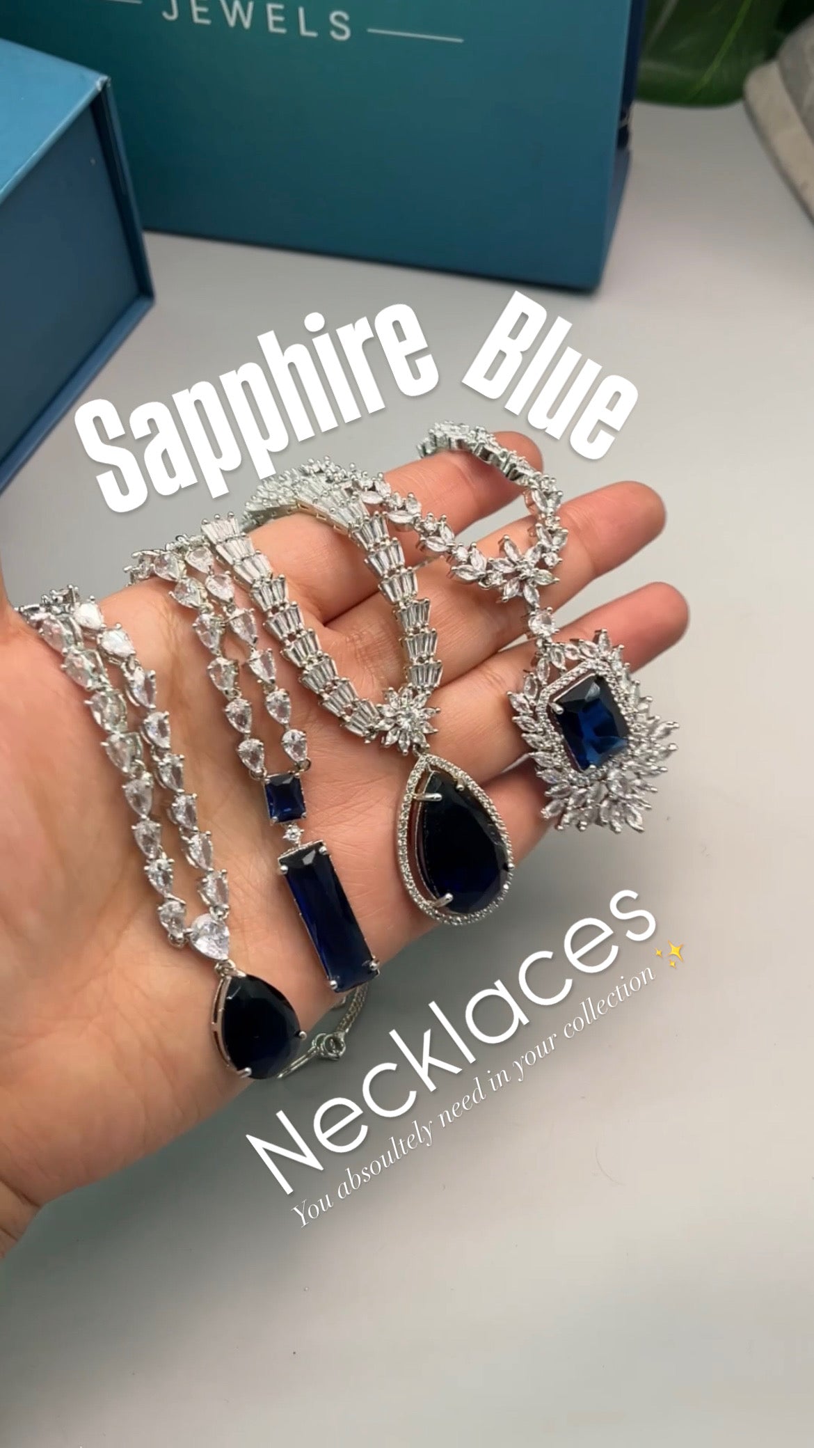 Lucy Sapphire Blue AD Necklace Set