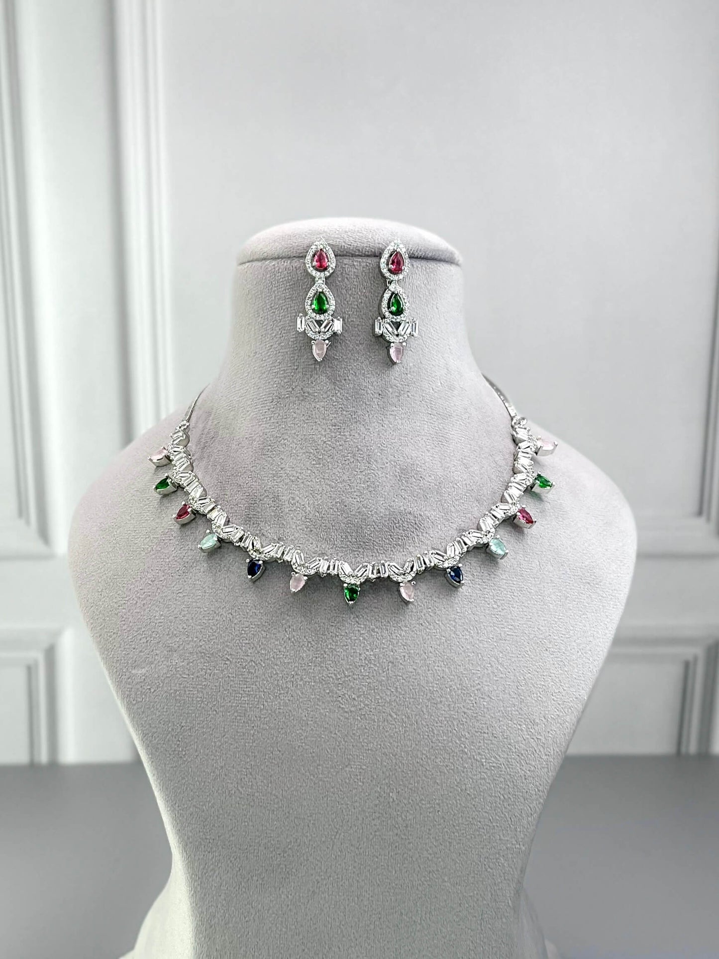 Spencer Multi Color AD Necklace Set