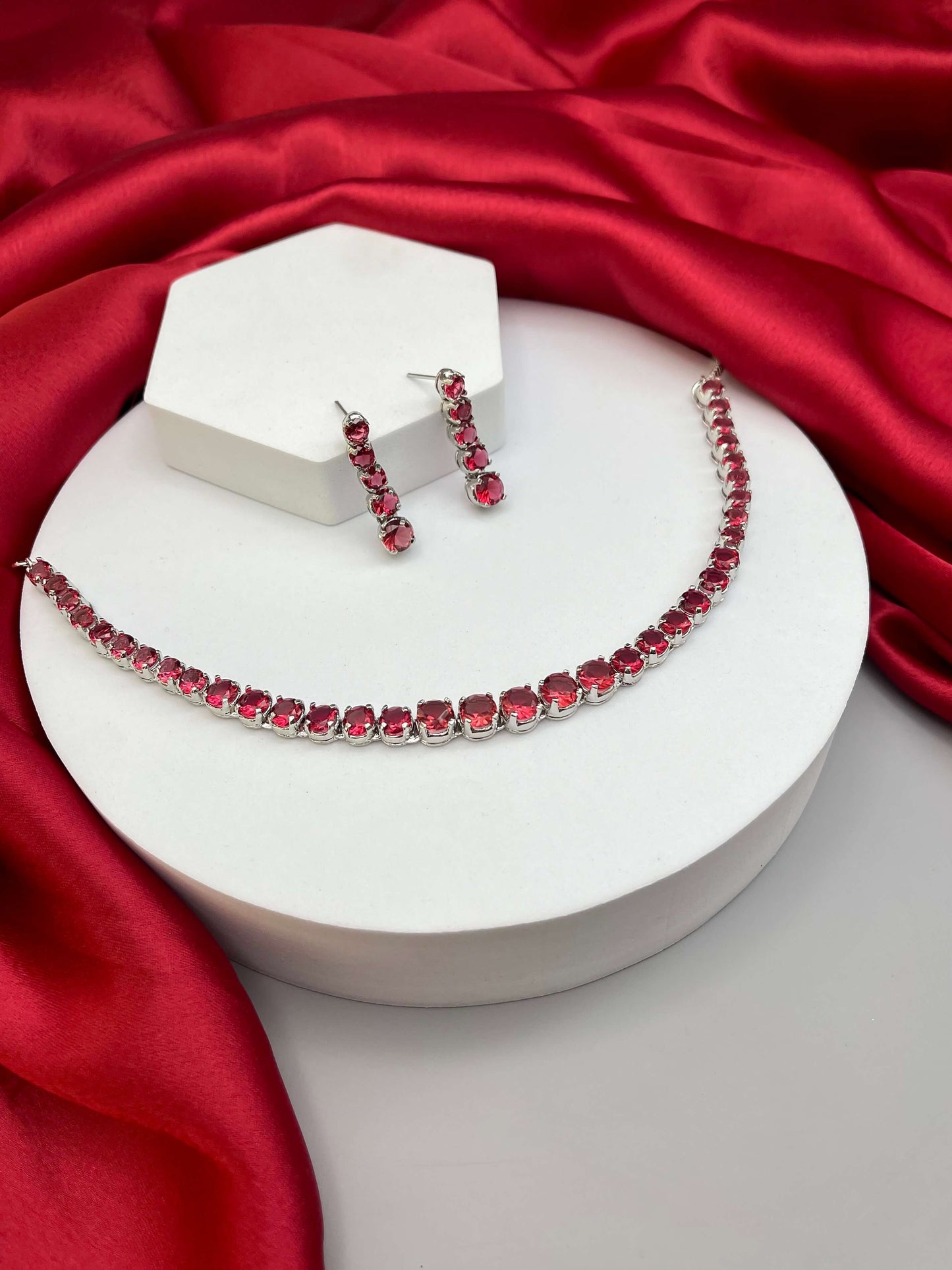 Claire Ruby Red AD Necklace Set