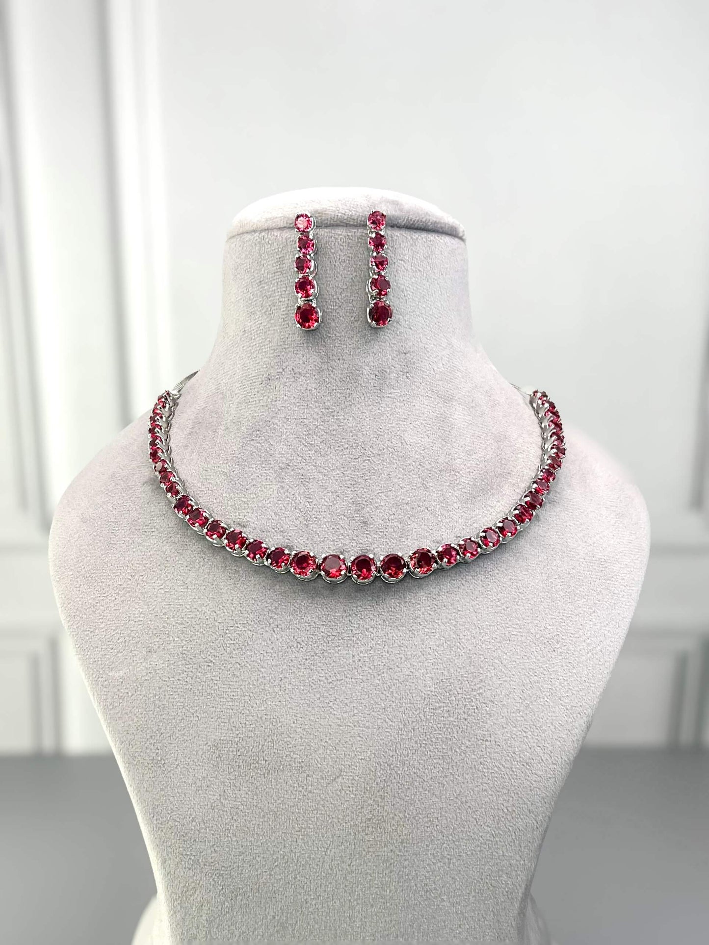 Claire Ruby Red AD Necklace Set