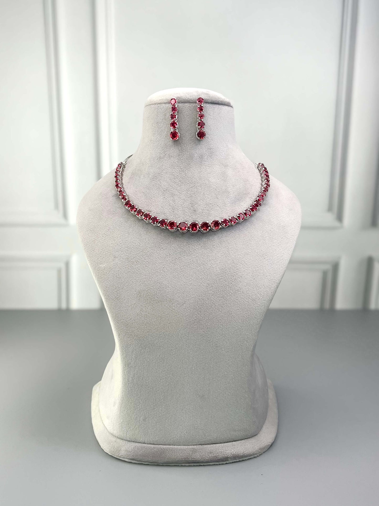 Claire Ruby Red AD Necklace Set