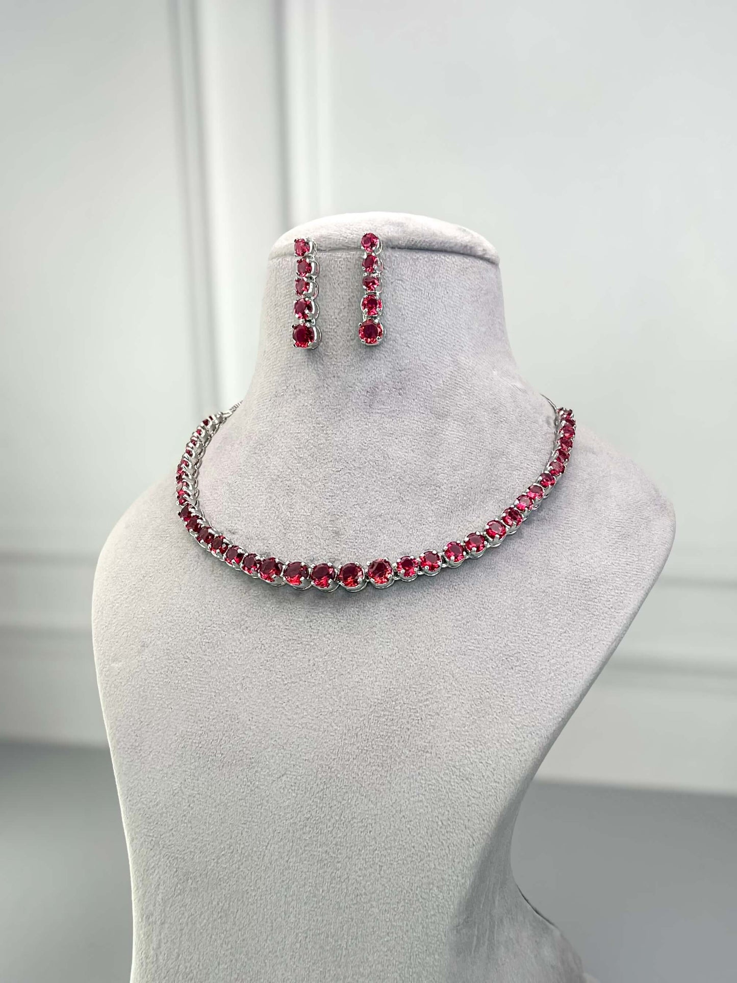 Claire Ruby Red AD Necklace Set