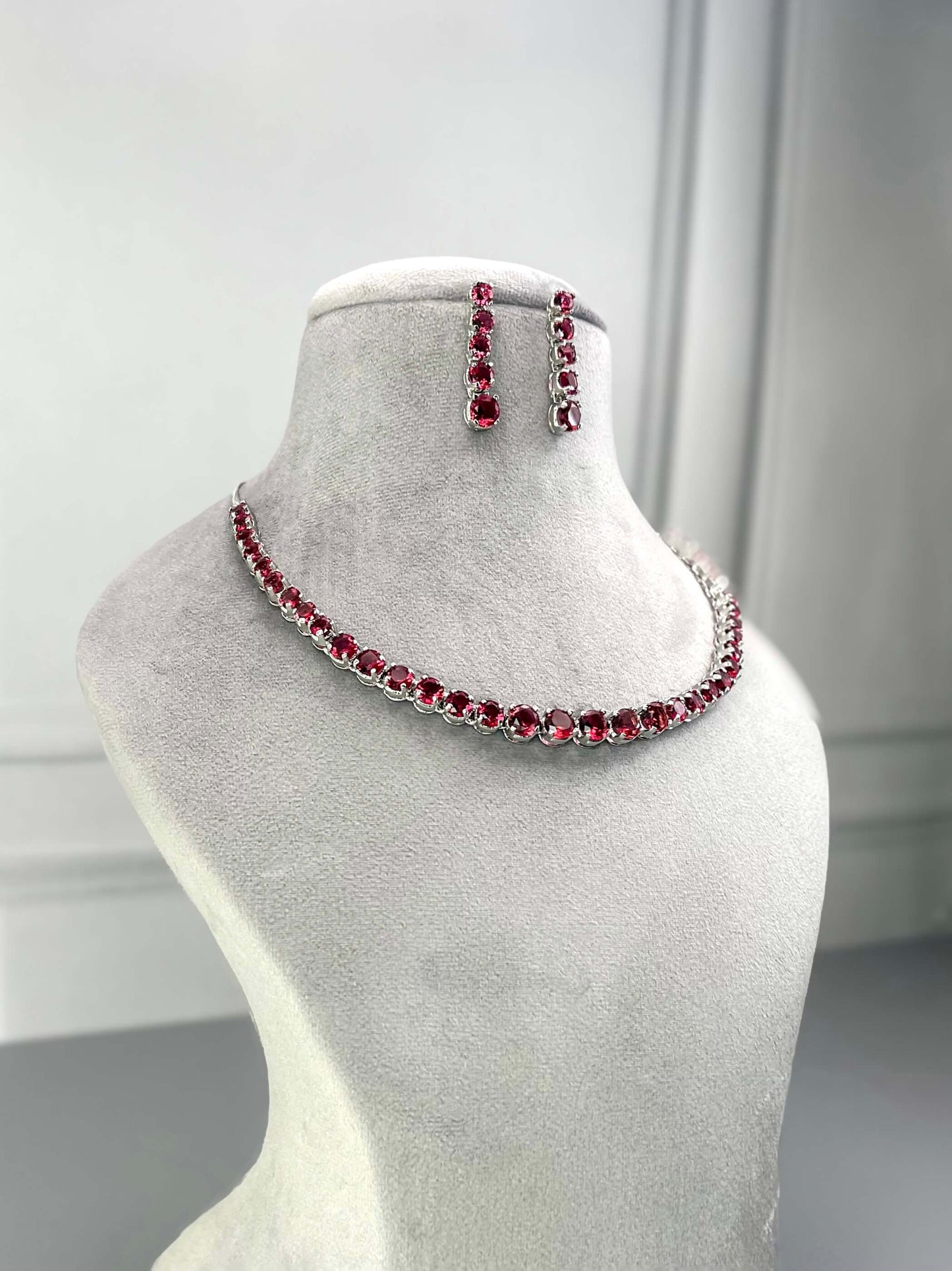 Claire Ruby Red AD Necklace Set