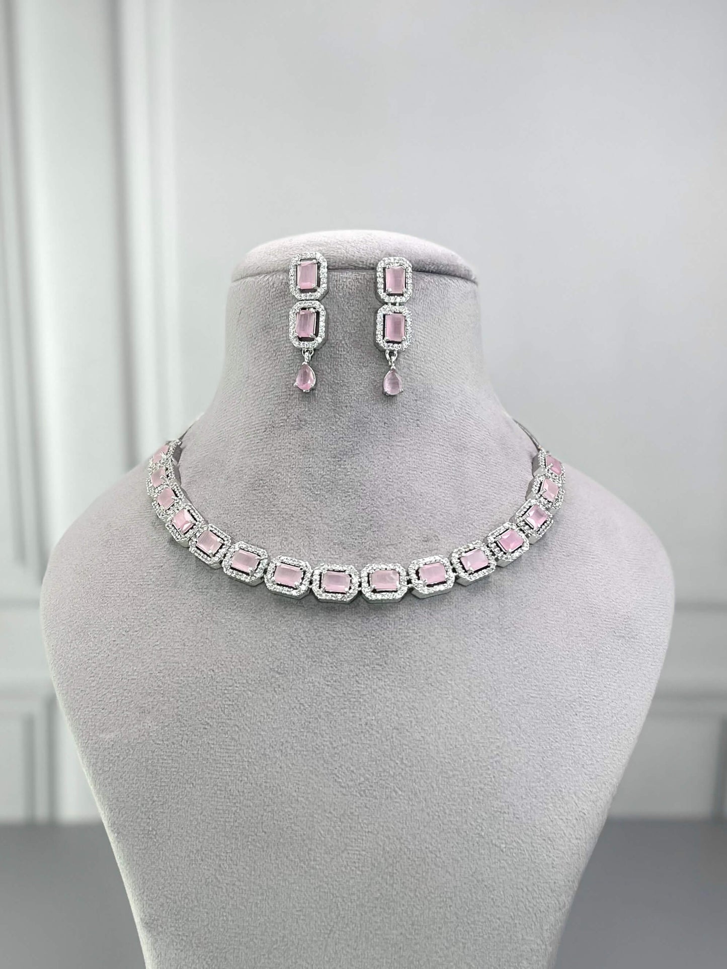 Jenna Baby Pink AD Necklace Set