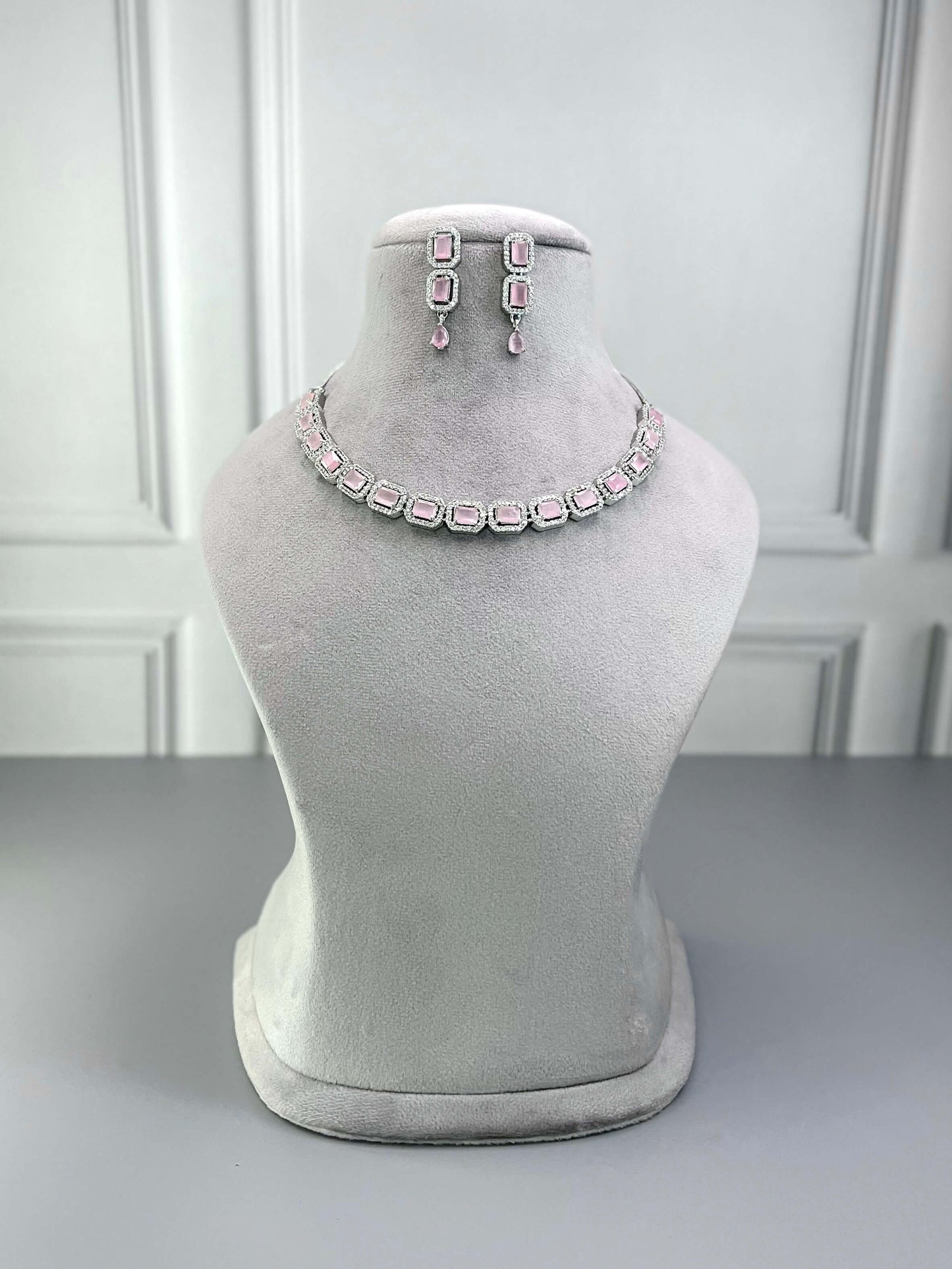 Jenna Baby Pink AD Necklace Set