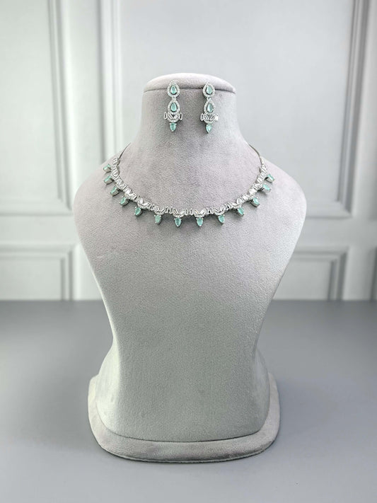 Spencer Mint Green AD Necklace Set