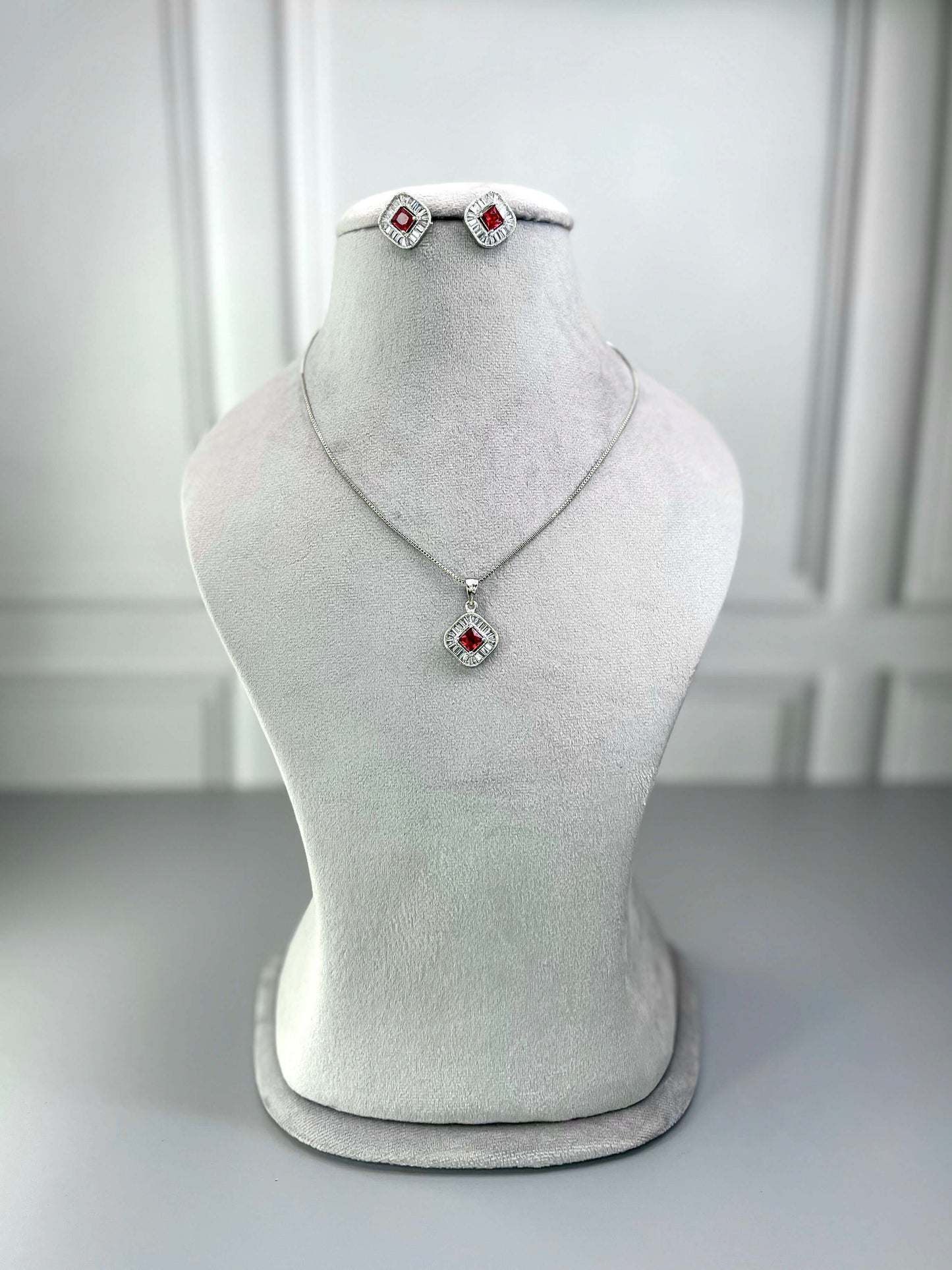 Lexi Ruby Red Pendant Set