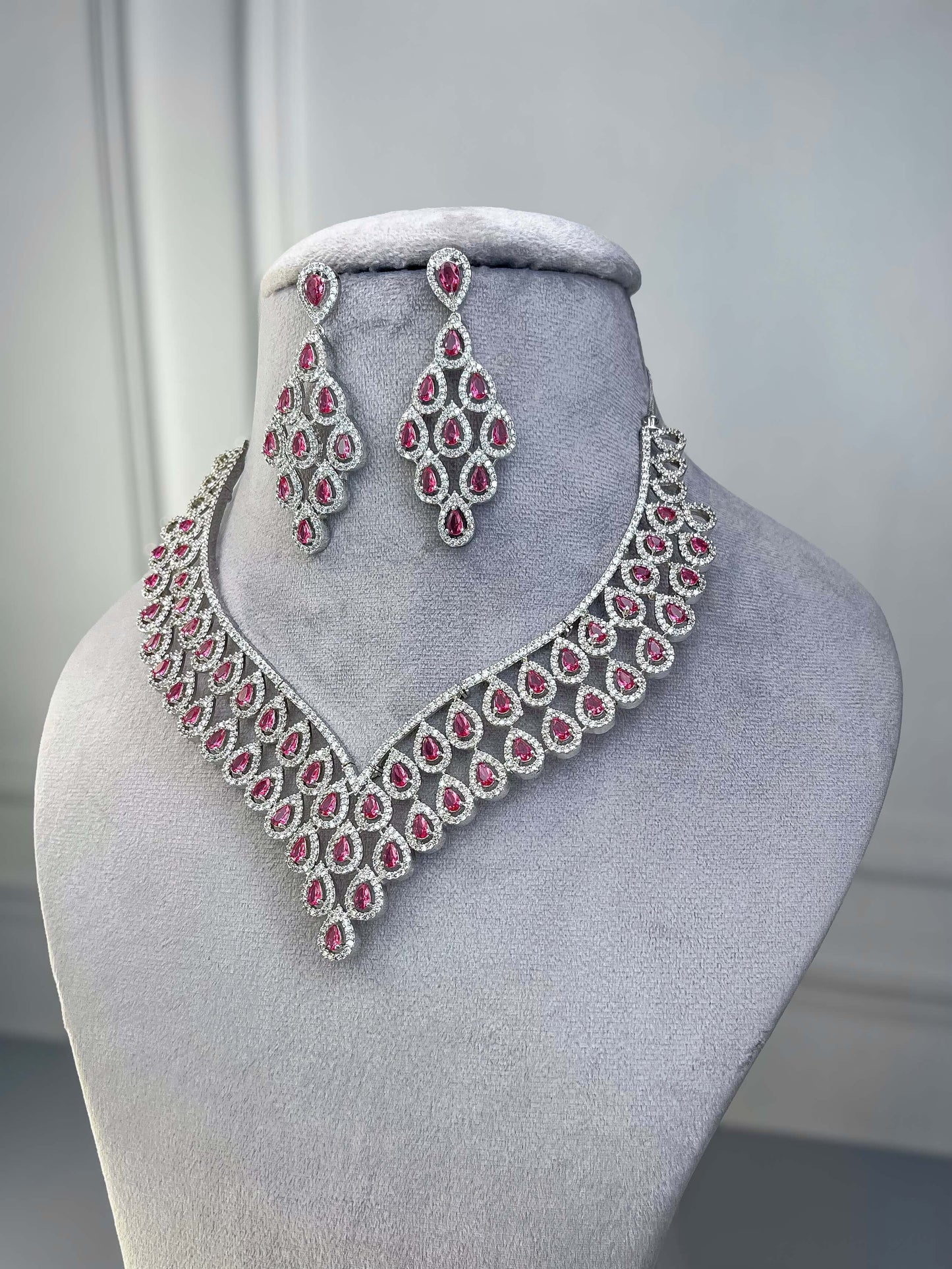 Elisa  Pink AD Necklace Set