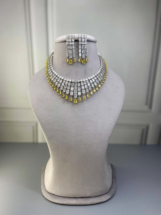 Grace Yellow AD Necklace Set