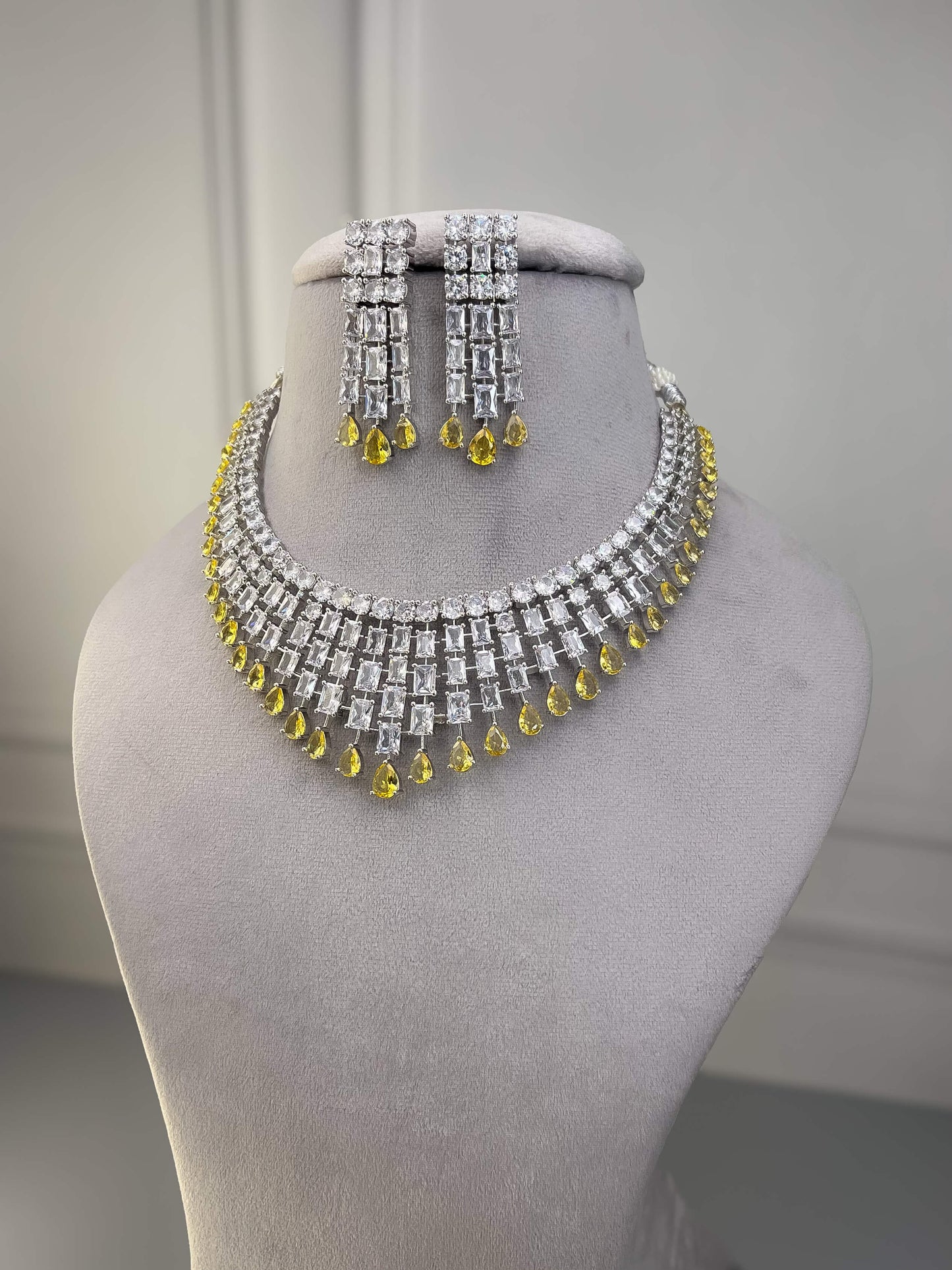 Grace Yellow AD Necklace Set