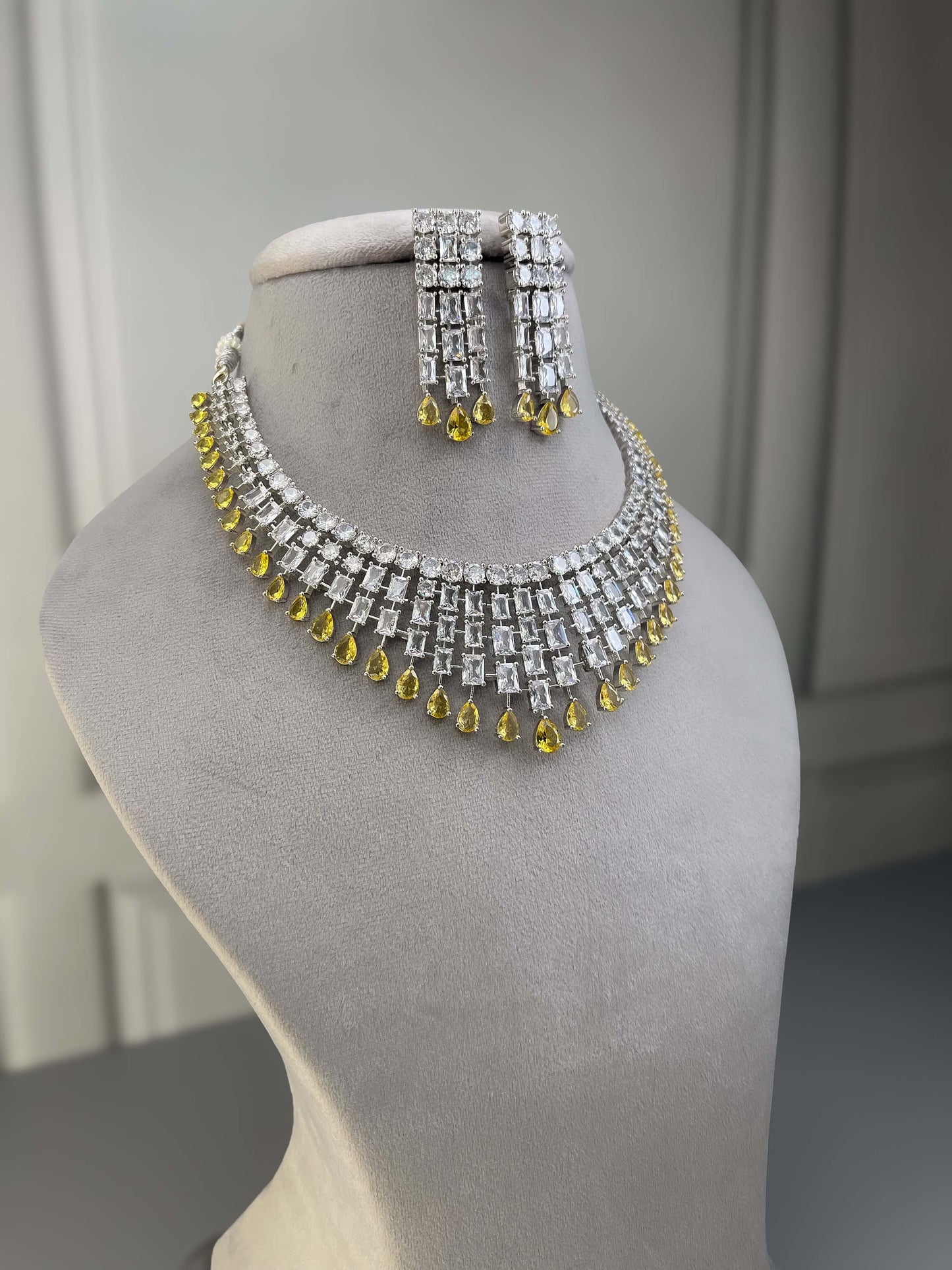 Grace Yellow AD Necklace Set