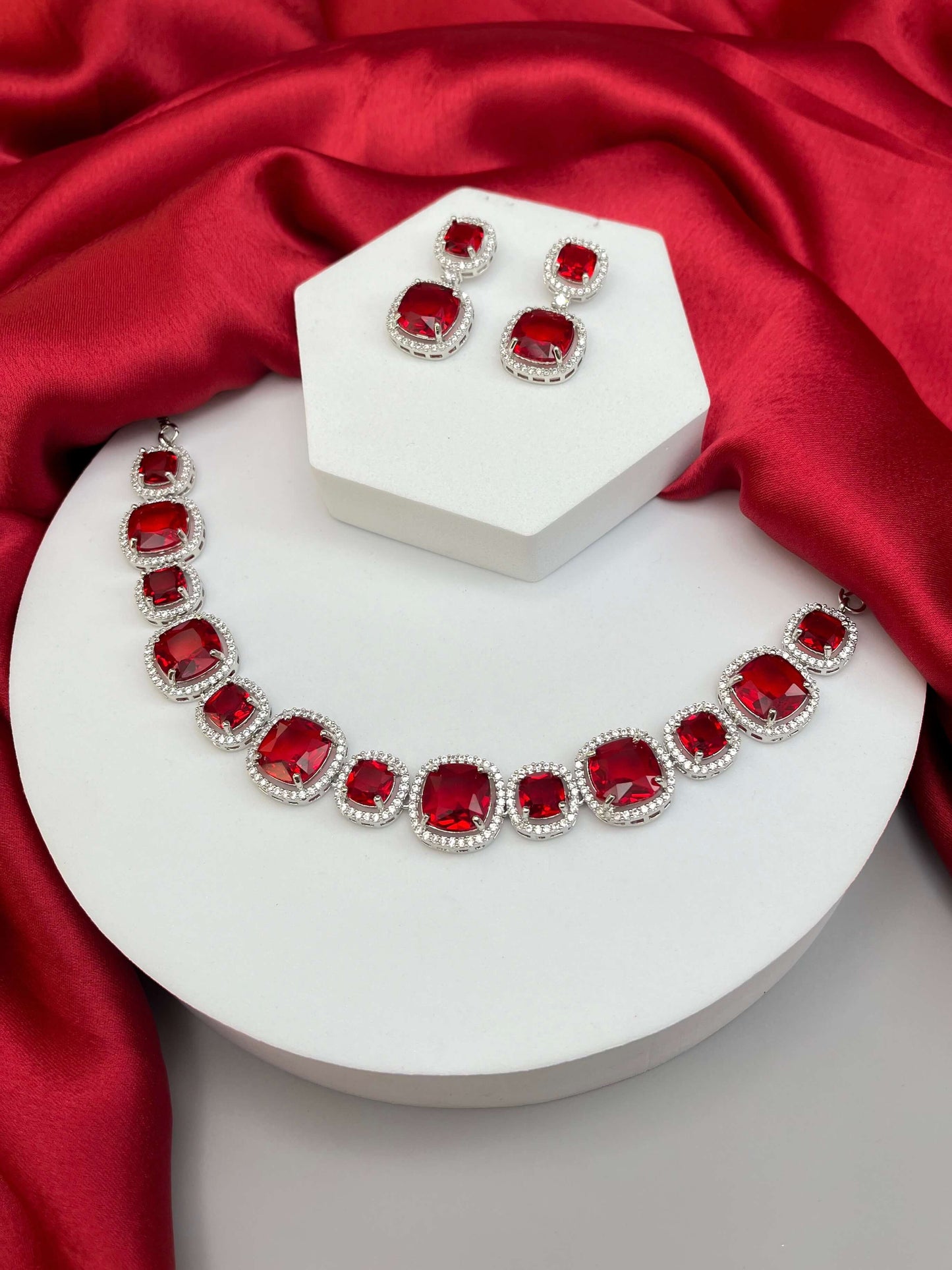 Rachel Ruby Red AD Necklace Set