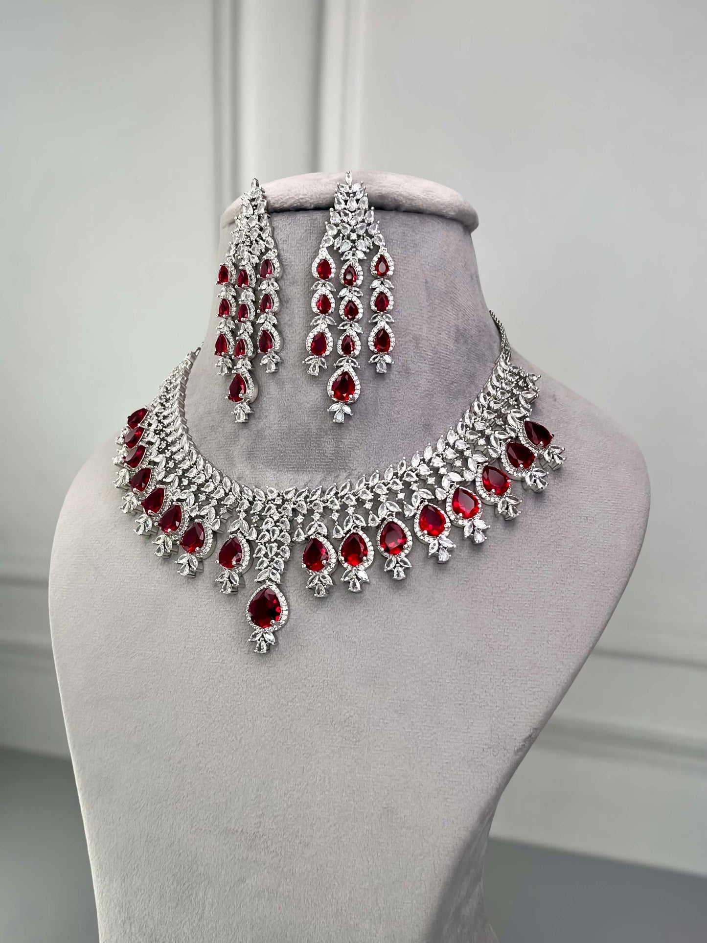 Kylie Ruby Red AD Necklace Set