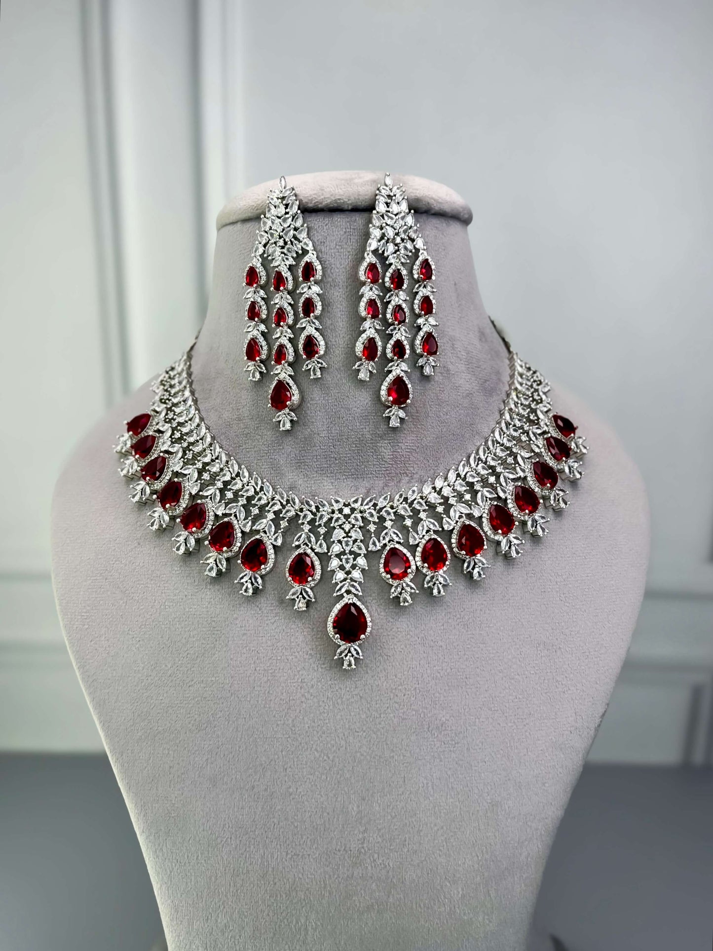 Kylie Ruby Red AD Necklace Set