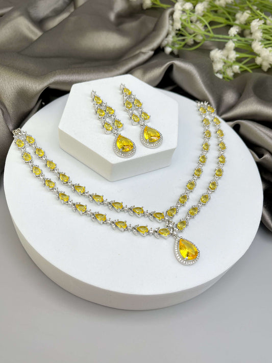 Elena Yellow Double Layered Necklace Set