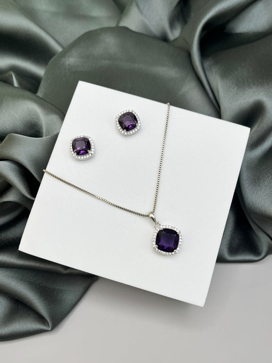 Tira Purple Pendant Set