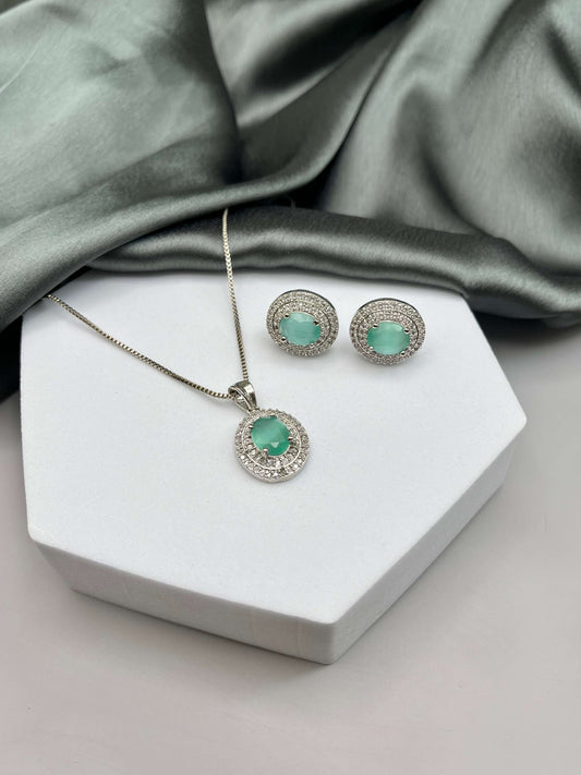 Ellie Mint Green Pendant Set