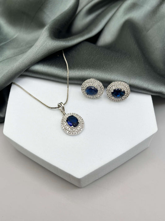 Ellie Sapphire Blue Pendant Set