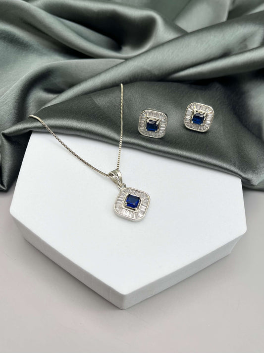 Lexi Sapphire Blue Pendant Set