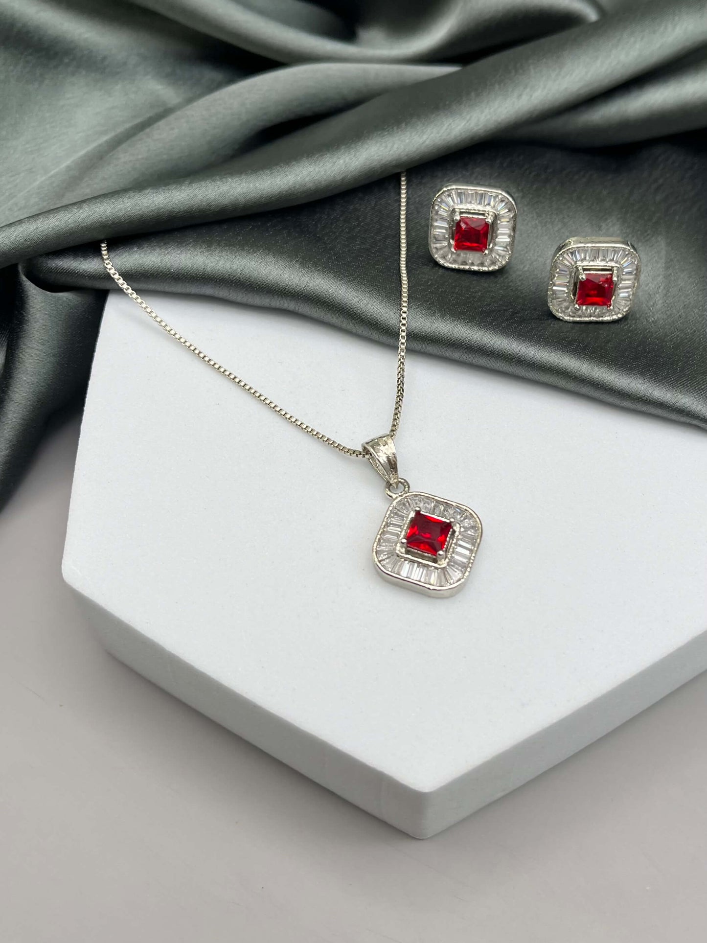 Lexi Ruby Red Pendant Set