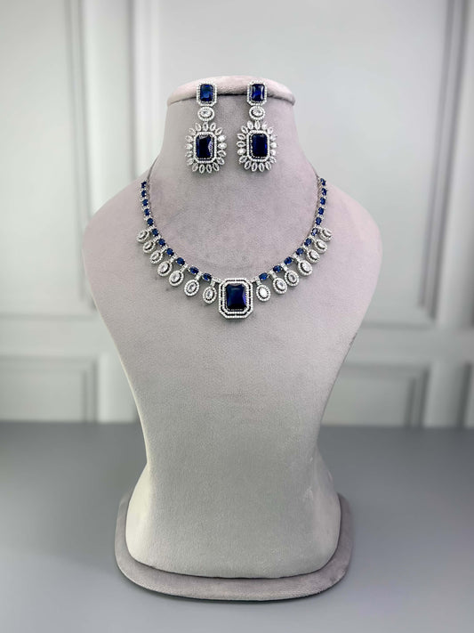 Sophia Sapphire Blue AD Necklace Set