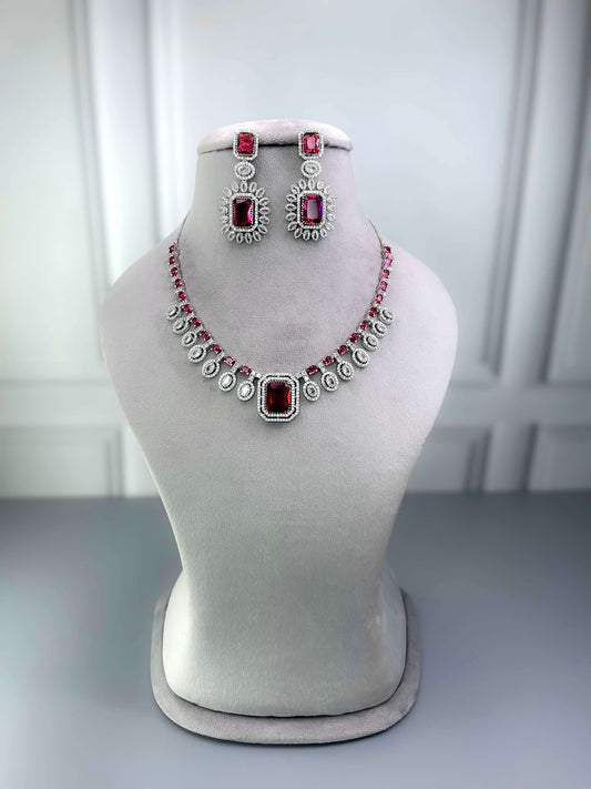 Sophia Ruby Red AD Necklace Set