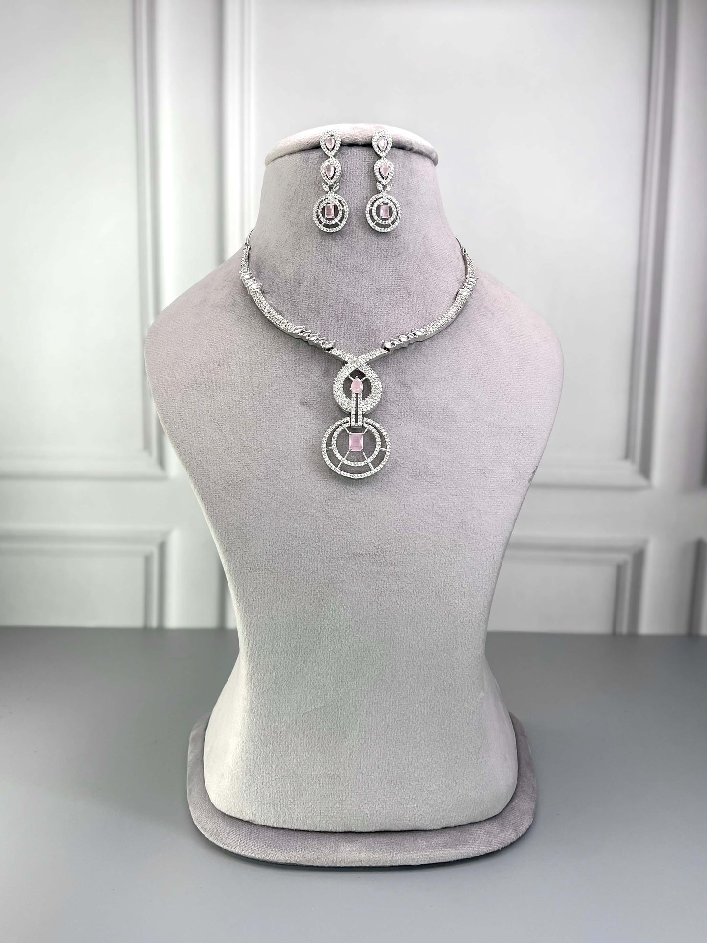 Janet Baby Pink AD Necklace Set