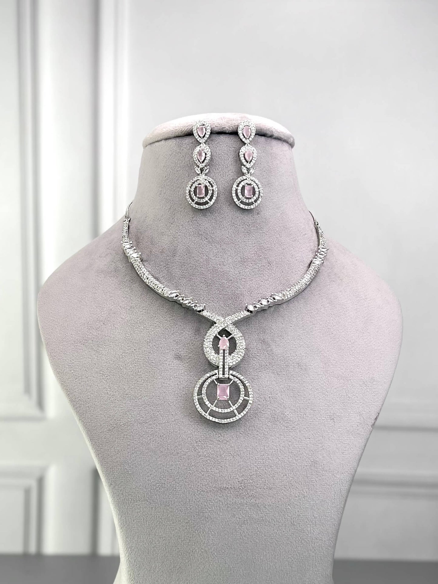 Janet Baby Pink AD Necklace Set