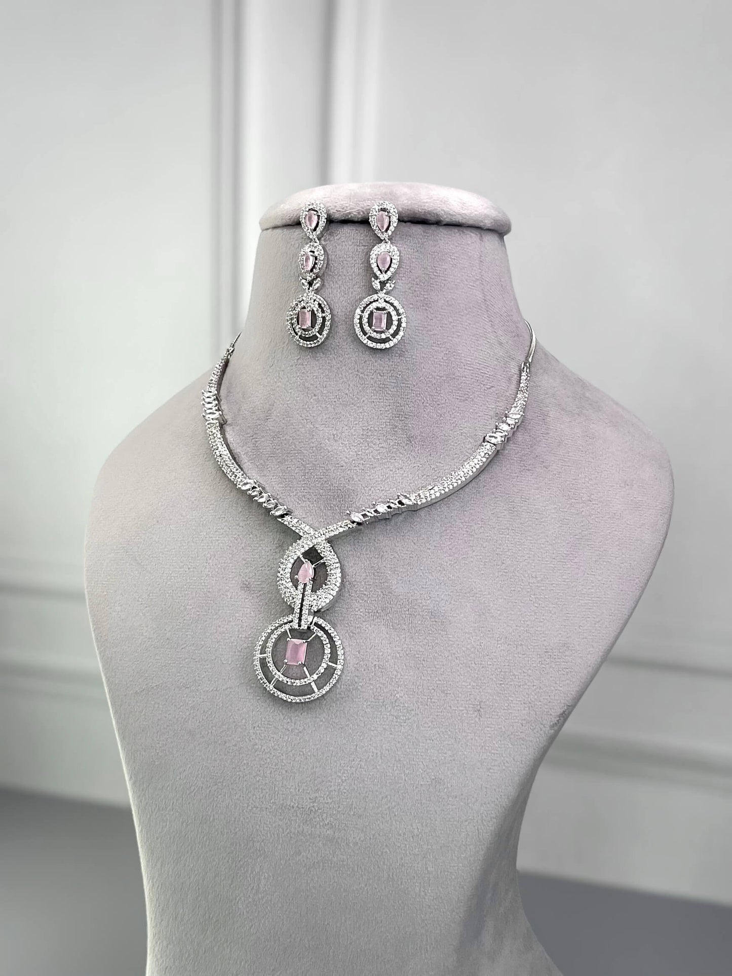 Janet Baby Pink AD Necklace Set