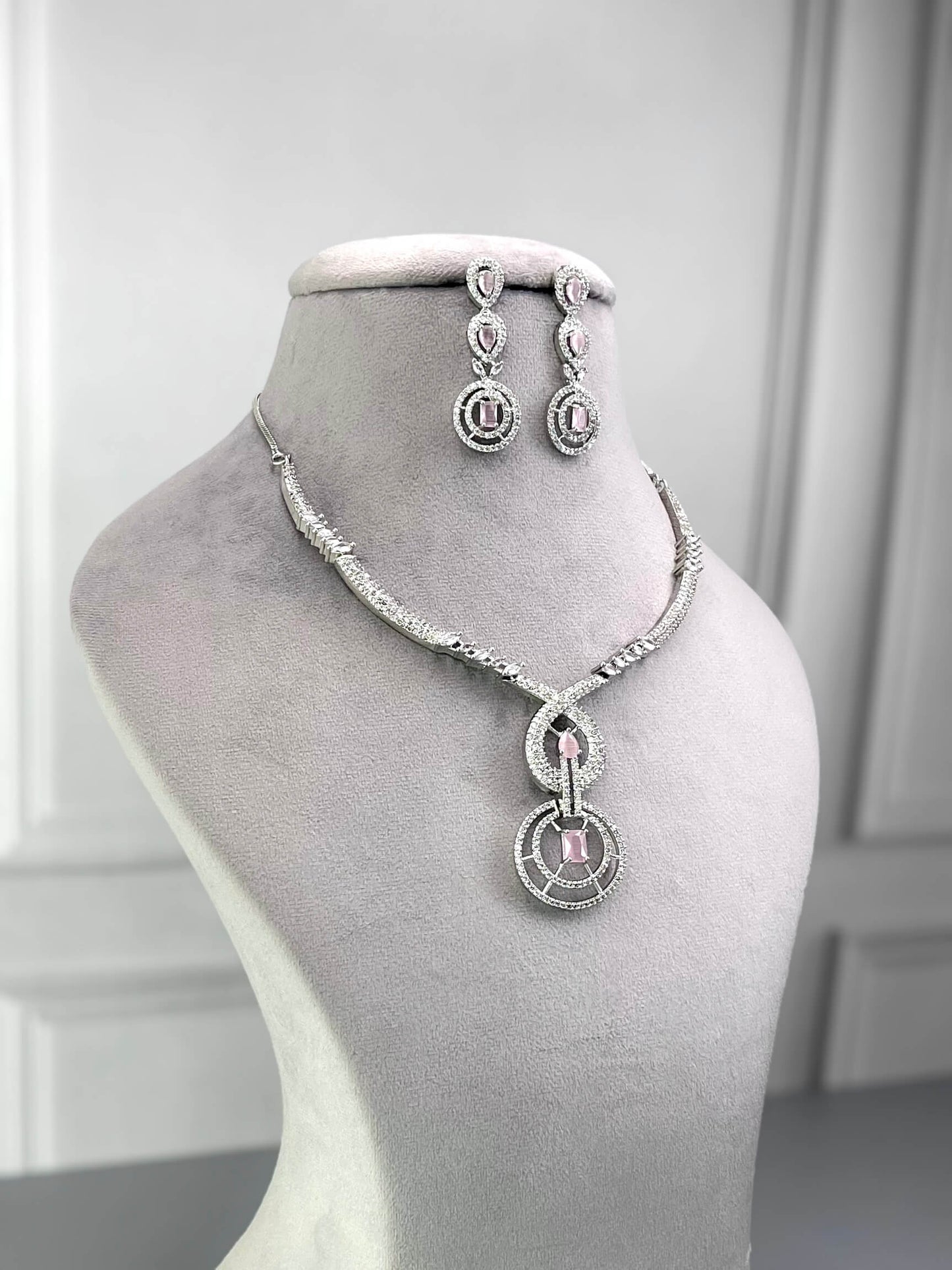 Janet Baby Pink AD Necklace Set