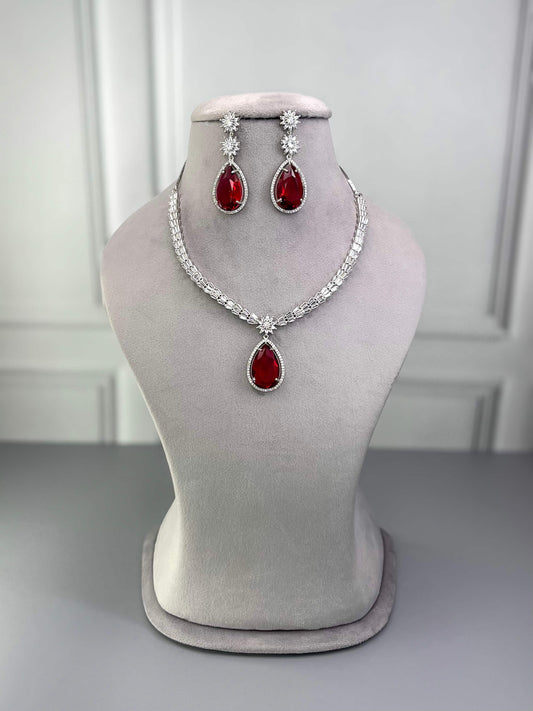 Megan Ruby Red AD Necklace Set