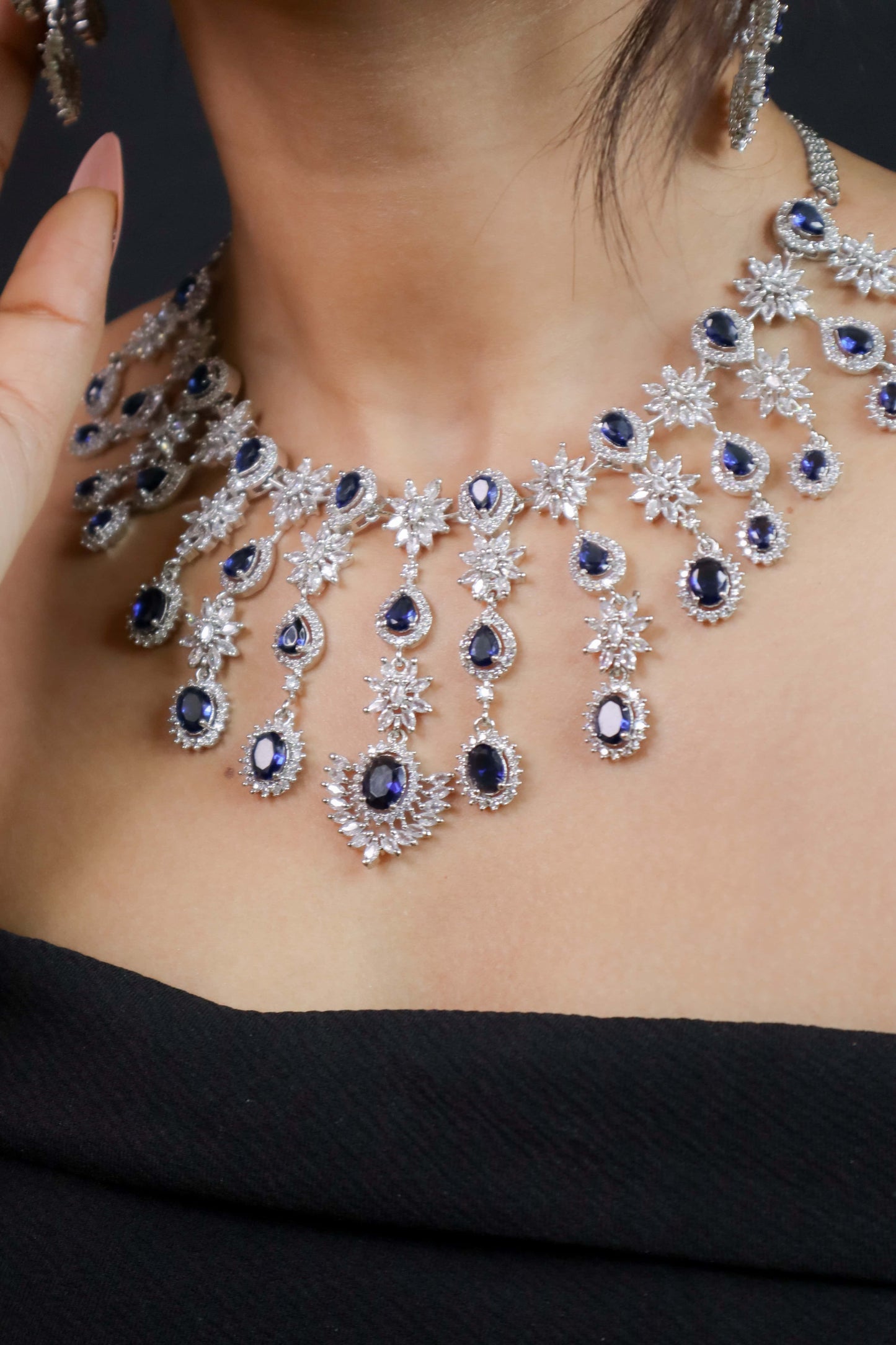 Katherine Sapphire Blue AD Necklace Set