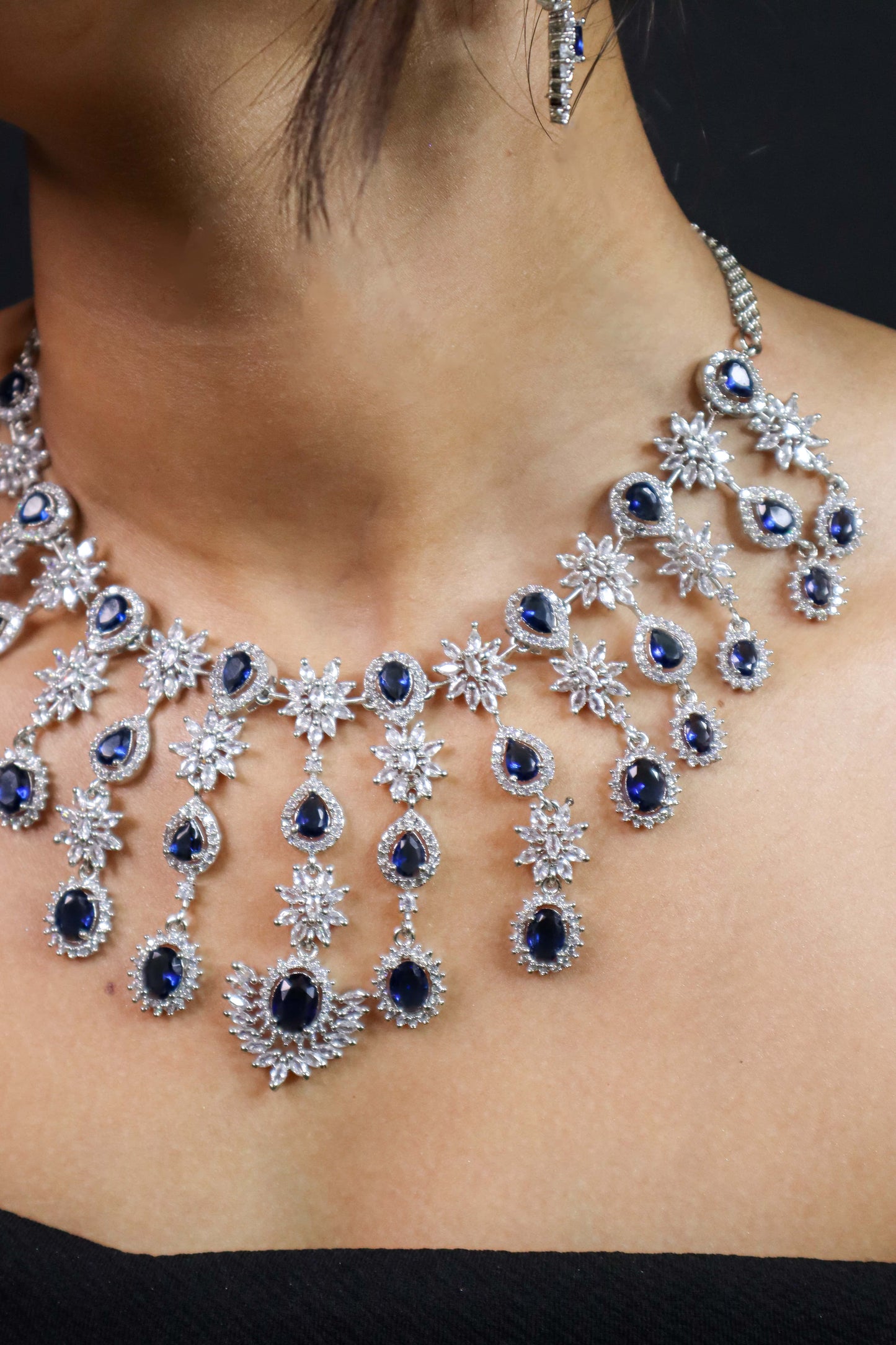 Katherine Sapphire Blue AD Necklace Set