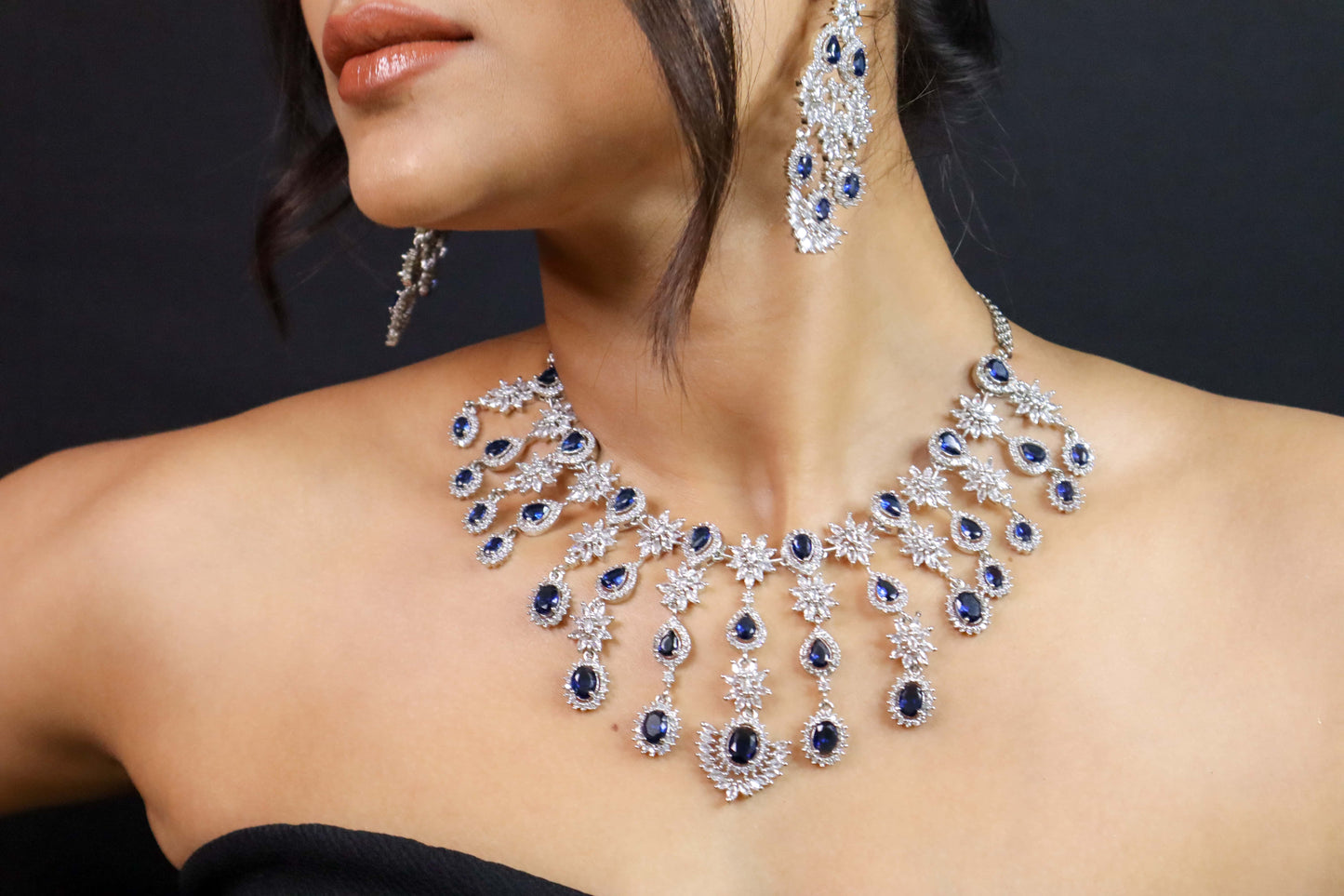 Katherine Sapphire Blue AD Necklace Set