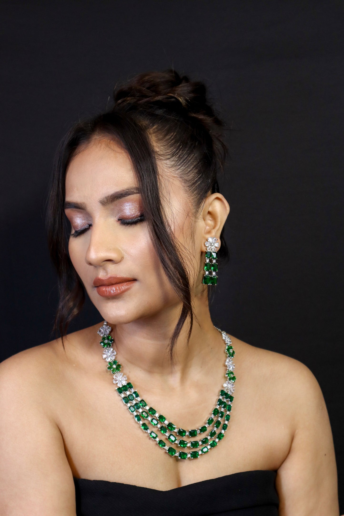 Vivian Emerald Green AD Necklace Set