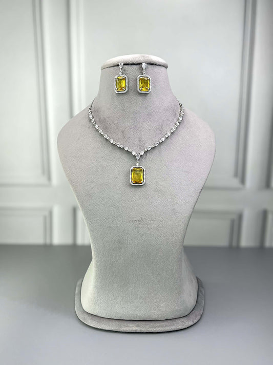 Chloe Yellow AD Necklace Set