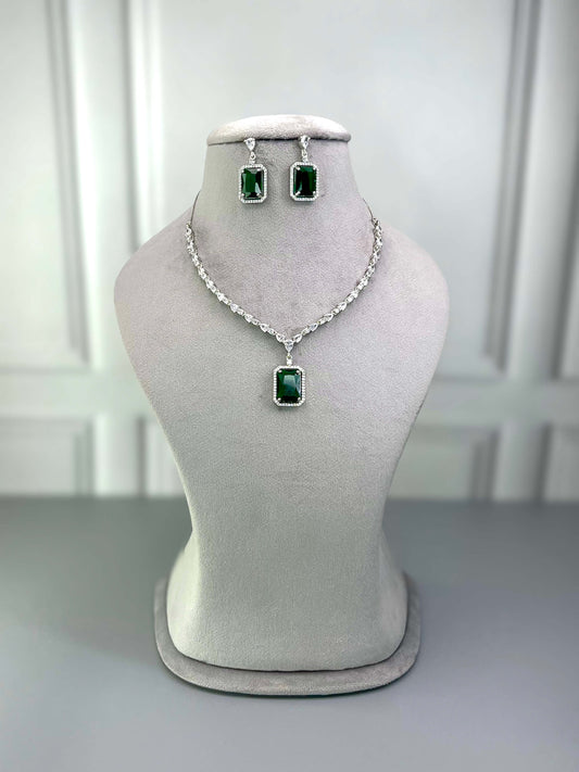 Chloe Emerald Green AD Necklace Set