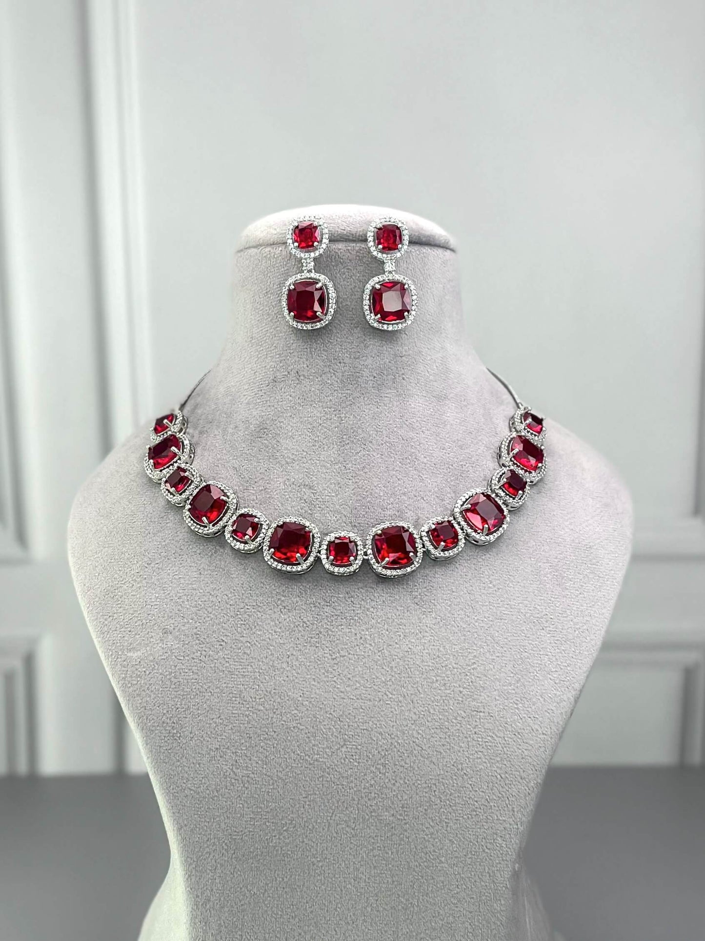 Rachel Ruby Red AD Necklace Set