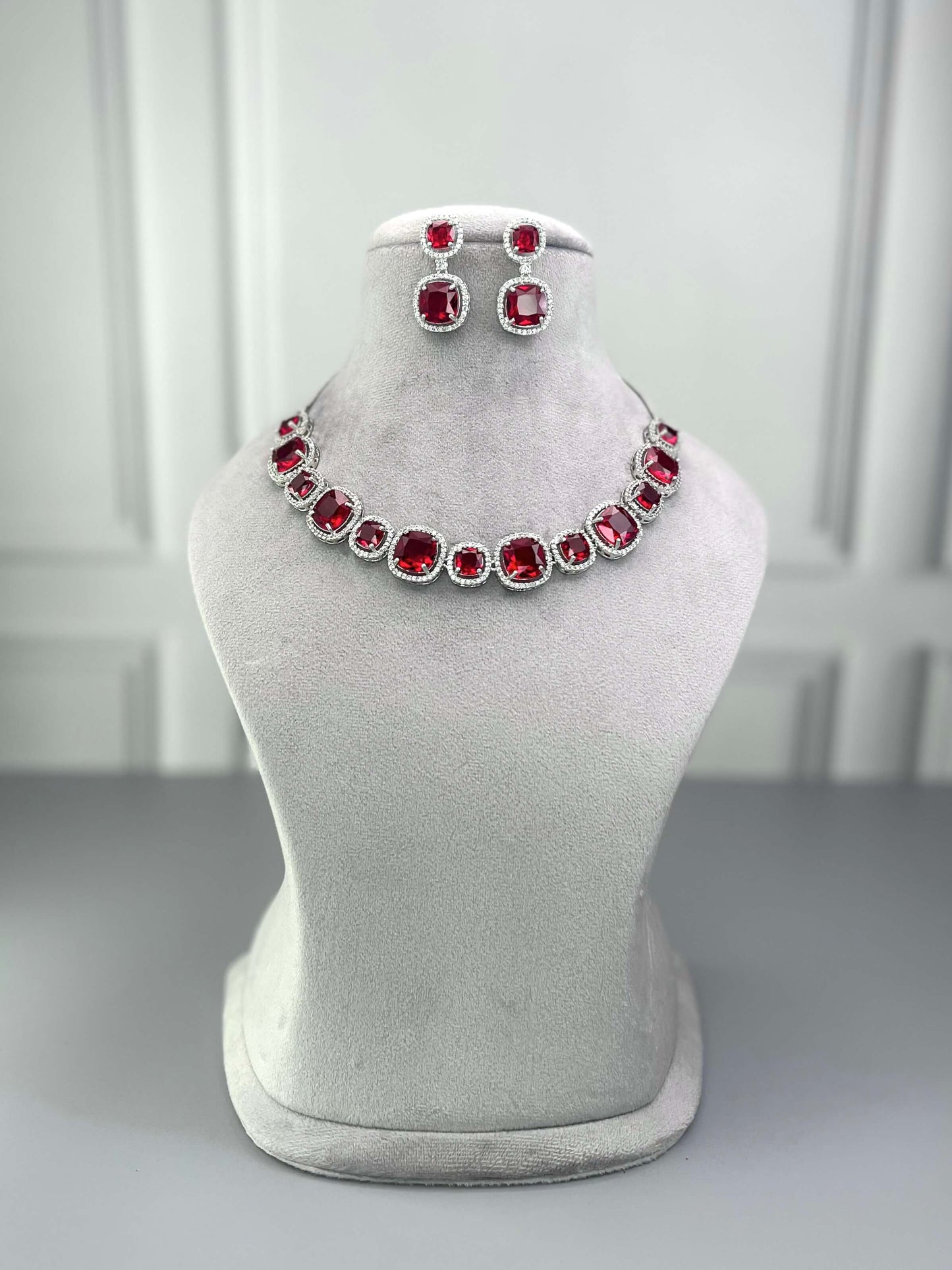 Rachel Ruby Red AD Necklace Set