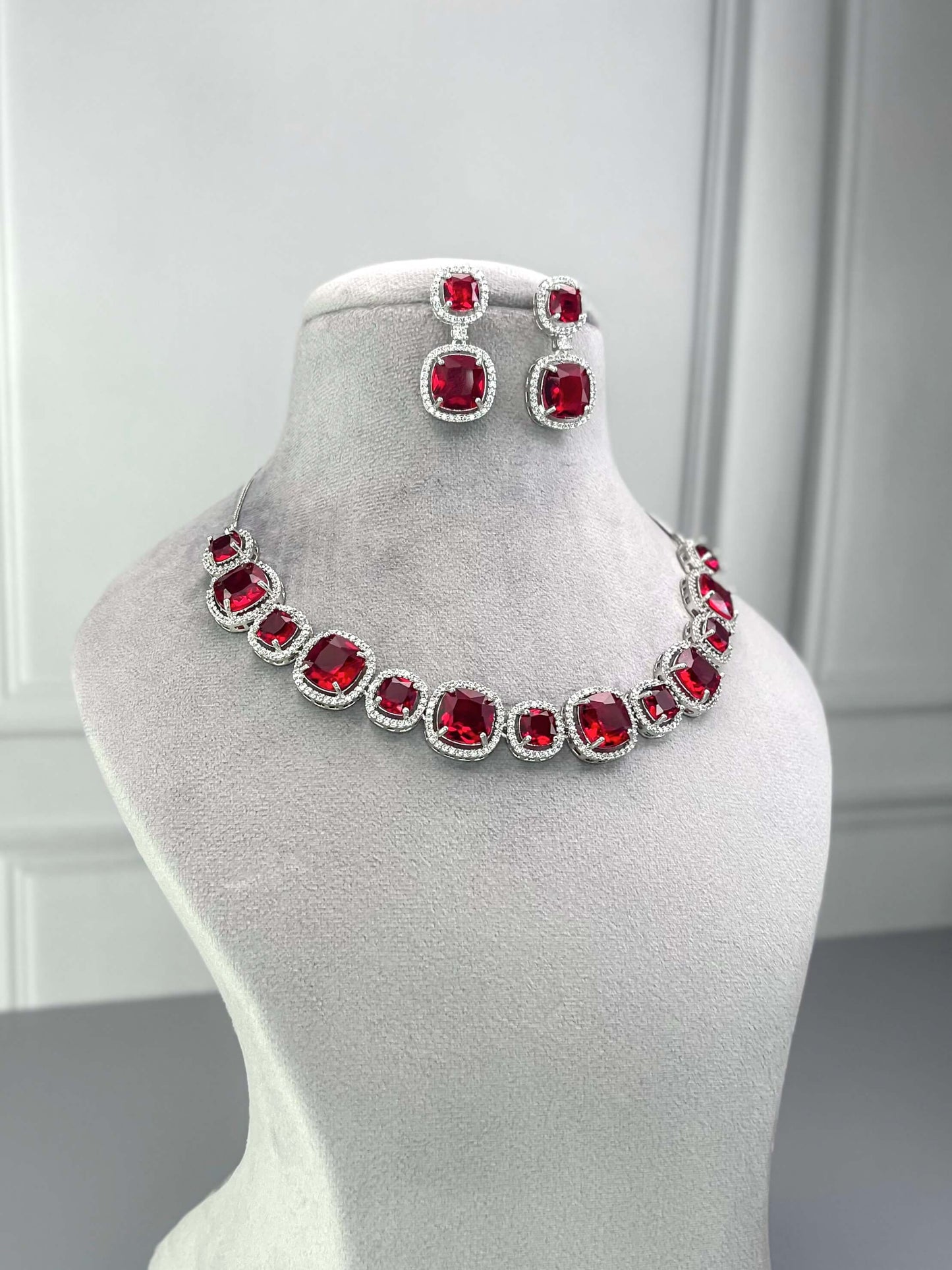 Rachel Ruby Red AD Necklace Set