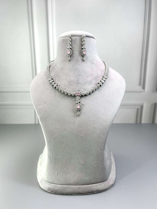 Vanessa Baby Pink AD Necklace Set