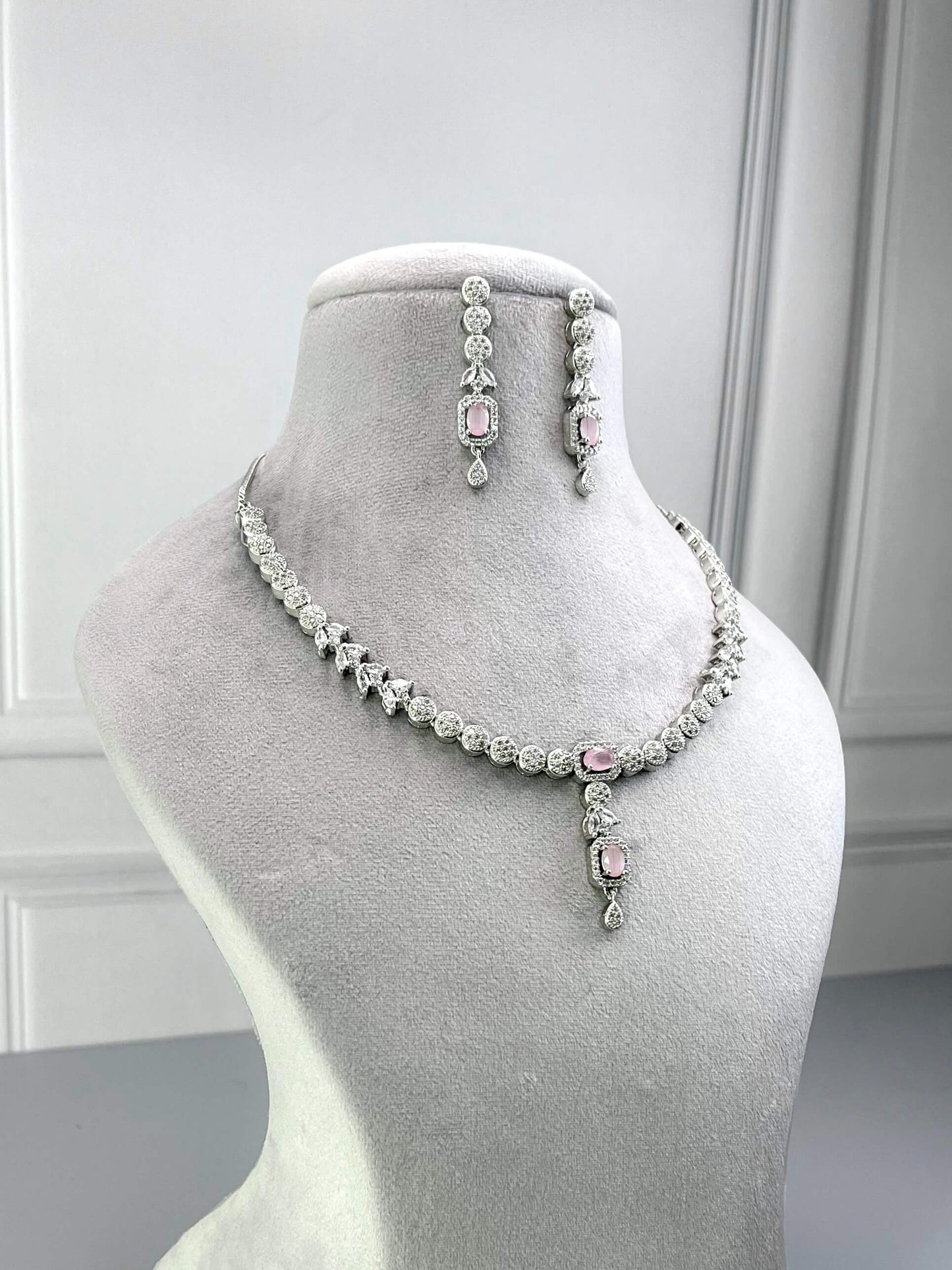 Vanessa Baby Pink AD Necklace Set